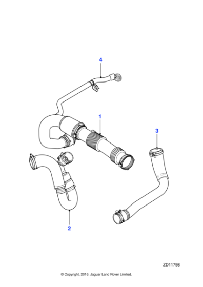 C2D38491 - Jaguar Inter cooler outlet hose