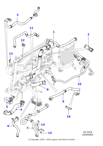 T4A15489 - Jaguar Auxillary radiator hose