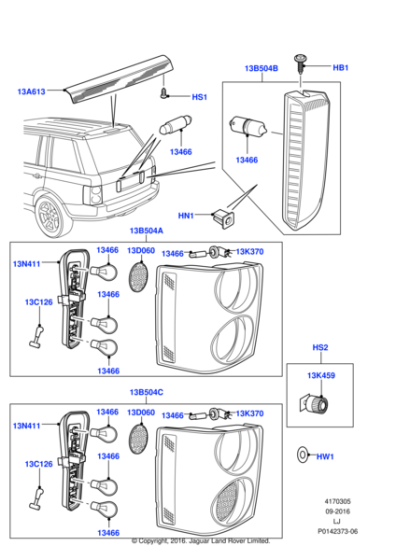 XFB500292LPO - Land Rover Lamp - Rear