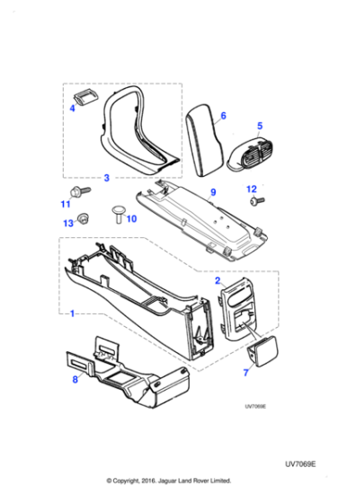 XR848248LGP - Jaguar Console armrest/lid