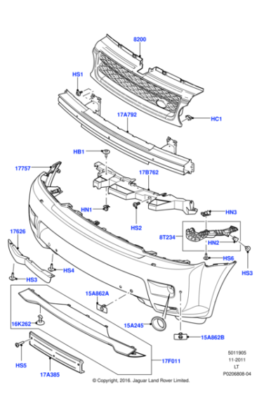 LR015073 - Land Rover Bumper