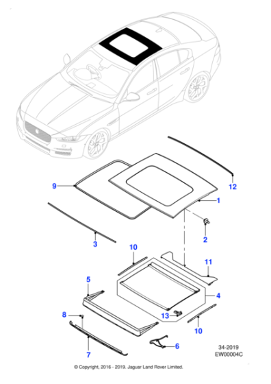 C2D48586 - Jaguar Roof Blind Slider Moulding