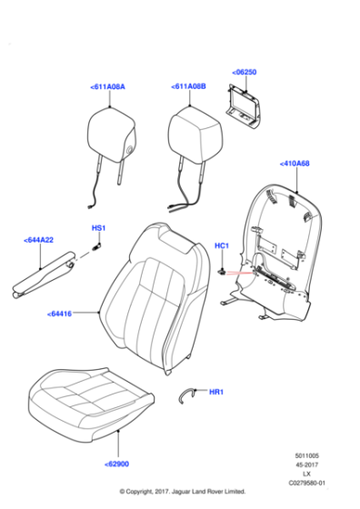 LR121528 - Land Rover Cover - Front Seat Cushion