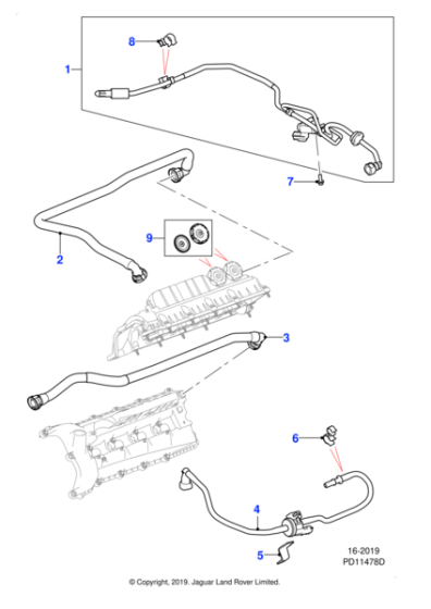 AJ812235 - Jaguar Crankcase breather pipe