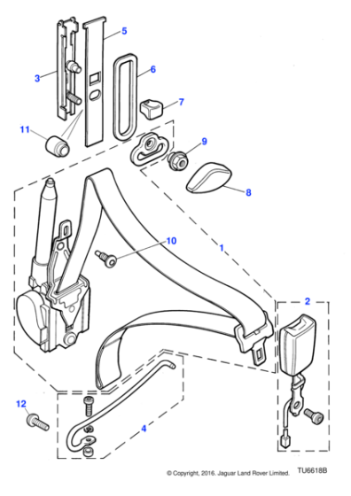 HJA7010ABAGD - Jaguar Seatbelt