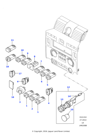 YUF500150LNF - Land Rover Switch - Heatable Seats
