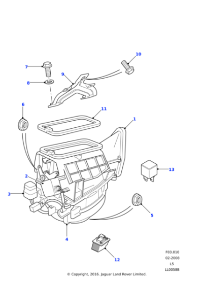 JNB000010 - Land Rover Blower assembly heater