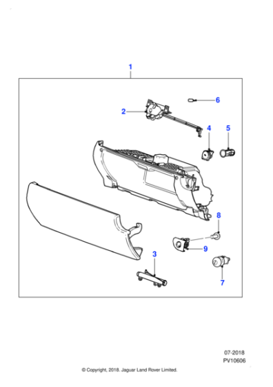 C2P2885LJK - Jaguar Glovebox door and stowage bin