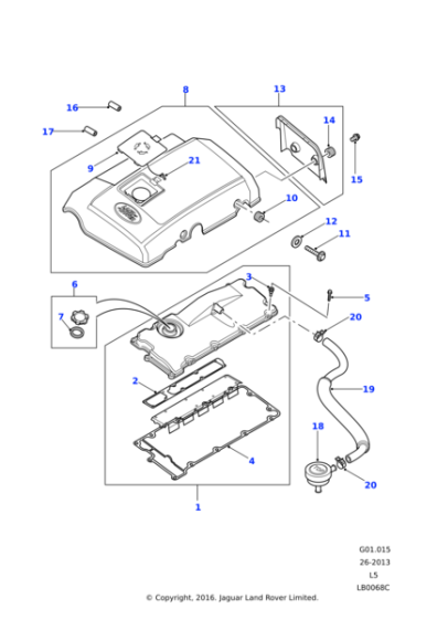 LLH500180 - Land Rover Hose-camshaft cover/breather valve breather