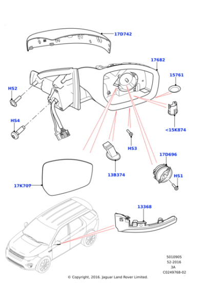 LR061174 - Land Rover Mirror