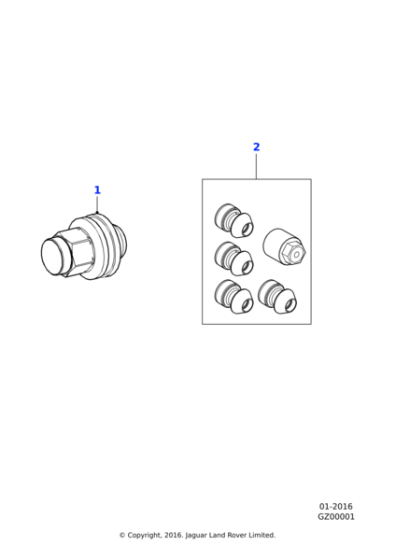 T4A16634 - Jaguar Wheel nut kit