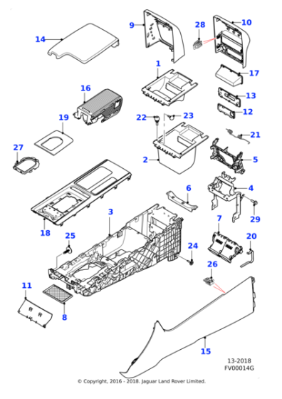 T2H36133AAM - Jaguar Armrest lid