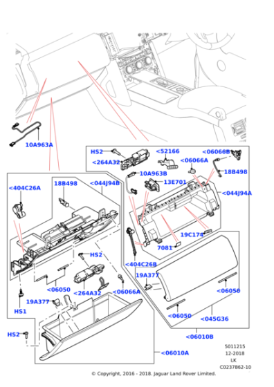 LR044912 - Land Rover Compartment - Glove - Co-Driver