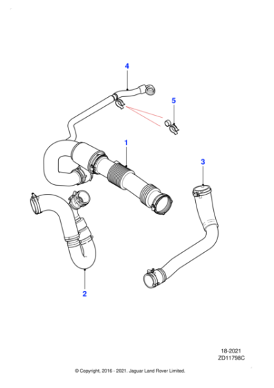 C2Z14278 - Jaguar Inter cooler outlet hose