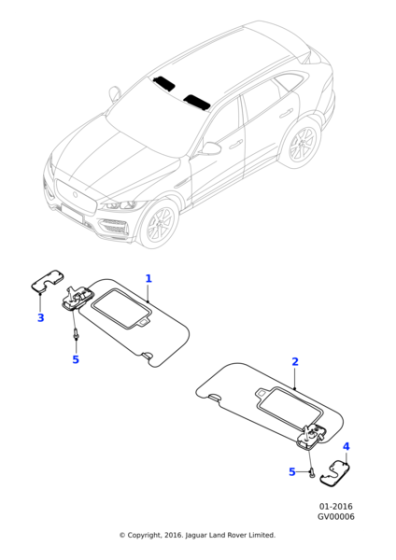 T4K1750PBS - Jaguar Sunvisor