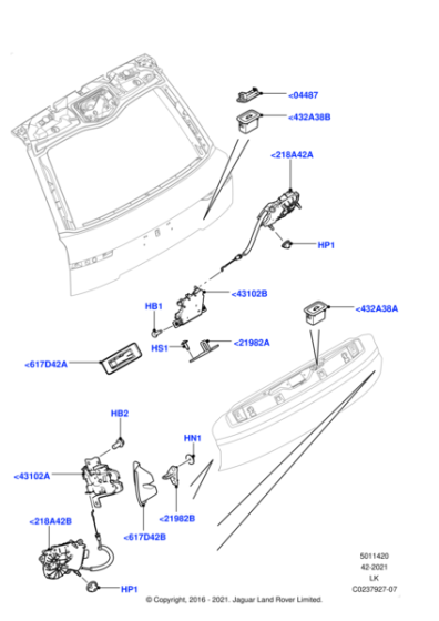 LR139929 - Land Rover Latch - Tailgate