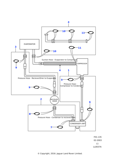JUF102250 - Land Rover Pipe-evaporator/compressor air conditioning