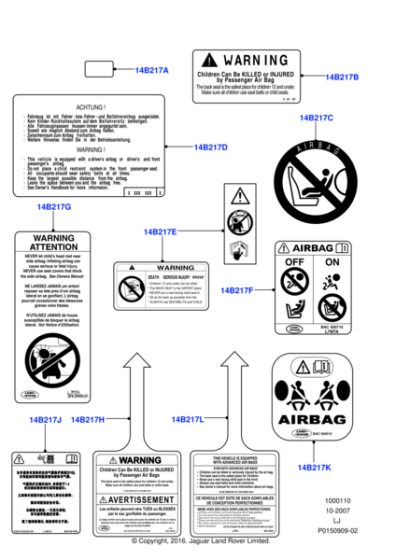 BAC501720 - Land Rover Label - Warning - Airbag