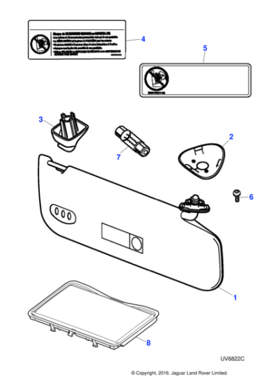 XR849725AGD - Jaguar Illuminated sunvisor