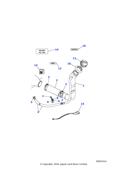 ESR1895 - Land Rover Pipe fuel filler