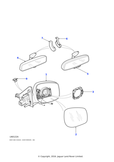 CRB001730LML - Land Rover Mirror assembly-exterior