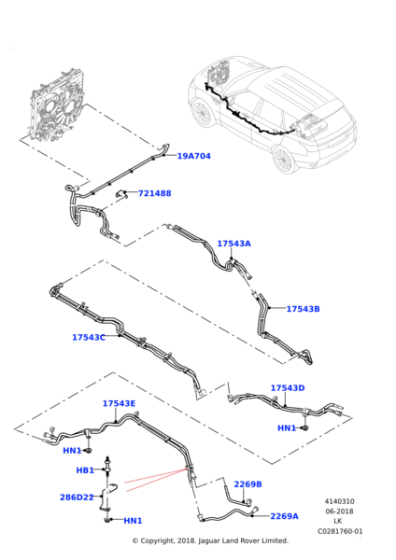 LR100968 - Land Rover HOSE - TRACTION BATTERY COOLING