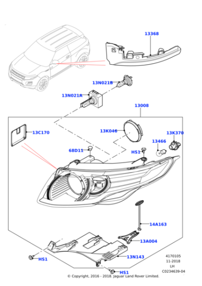 LR072967 - Land Rover Headlamp