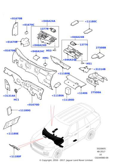 LR098311 - Land Rover Lamp - Interior