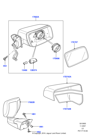 CRD500040 - Land Rover Glass - Door Mirror