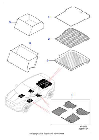 Antimicrobial Rubber Mats - RHD, Automatic, 21MY onwards