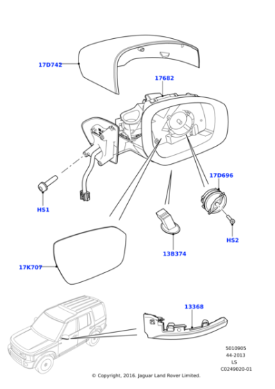 LR051395 - Land Rover Mirror