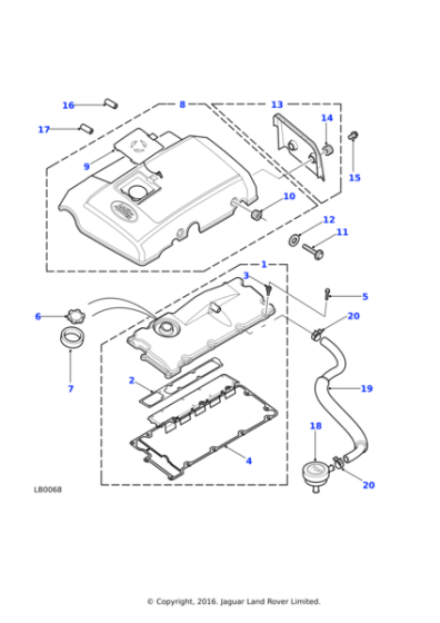 LLH500160 - Land Rover Hose-camshaft cover/breather valve breather