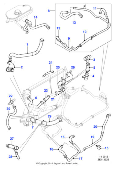 C2Z1854 - Jaguar Heater return hose