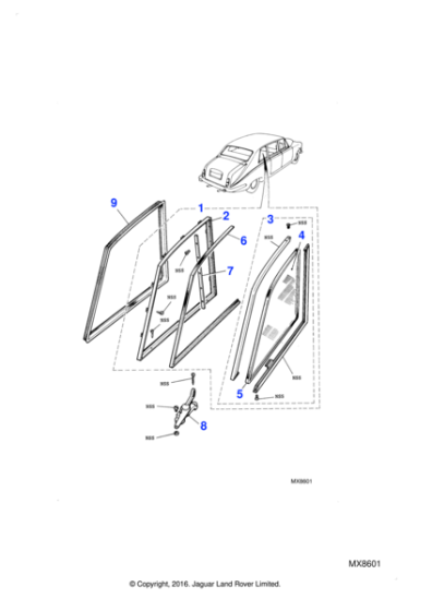 BD38749 - Jaguar Door glass frame