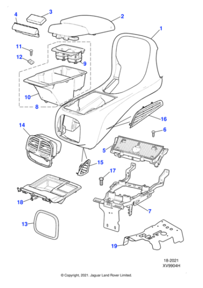 C2C35626LJG - Jaguar Console armrest/lid