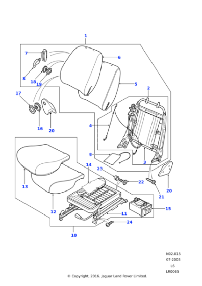 HJP10006HPP - Land Rover Cap-front seat squab manual recline mechanism hand wheel