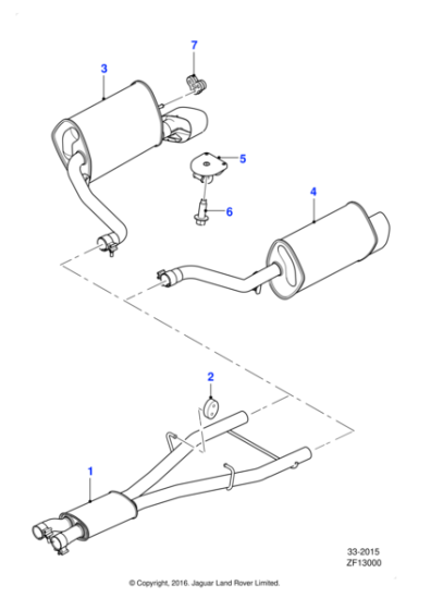 C2Z5072 - Jaguar Exhaust silencer/tail pipe assembly