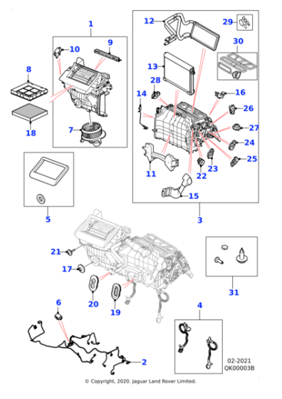 T4K6058 - Jaguar Air conditioning evaporator