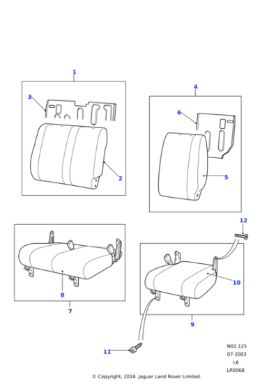 HLF106400RIG - Land Rover Cushion-small split rear seat