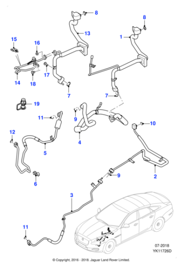 XR857238 - Jaguar Air conditioning pipe