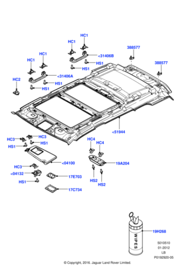 LR014190 - Land Rover Headlining - Roof