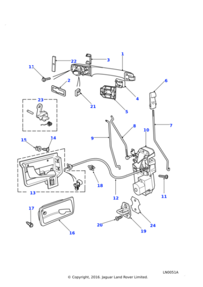 ALR6960 - Land Rover Link-front door interior release handle/latch