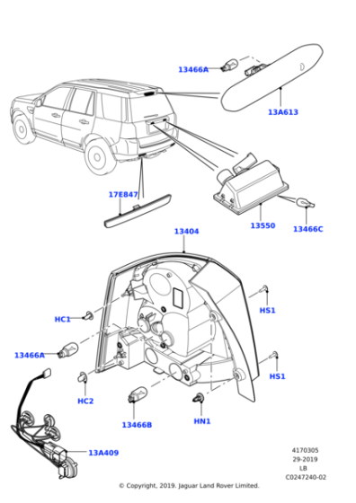 LR083983 - Land Rover Lamp - Rear