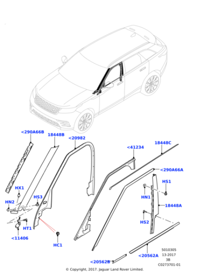 LR112102 - Land Rover Moulding - Door Window Frame
