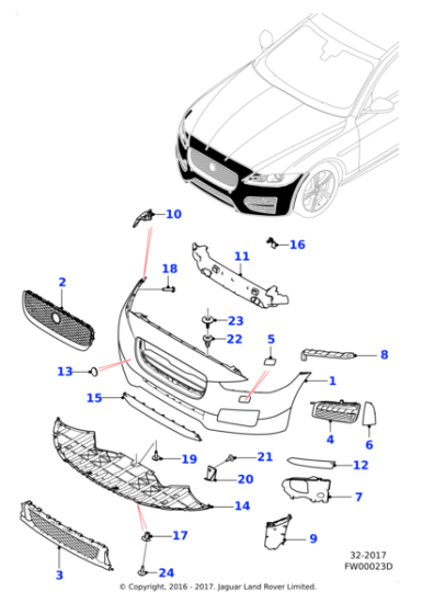 T2H7036LML - Jaguar Bumper - Front