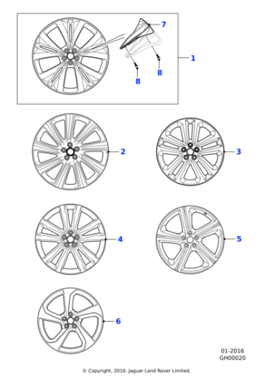 Alloy Wheel - 20" Blade, 5 spoke, with Black finish