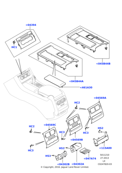 LR043149 - Land Rover LID - CENTRE CONSOLE