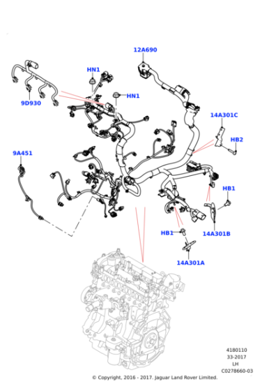 LR123373 - Land Rover Wiring - Engine