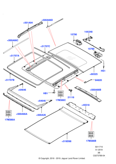 LR138021 - Land Rover ROOF BLIND SLIDER MOULDING