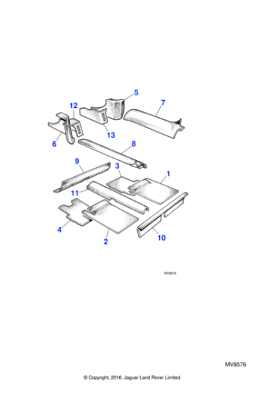 BAC9118LK - Jaguar Heater duct panel carpet